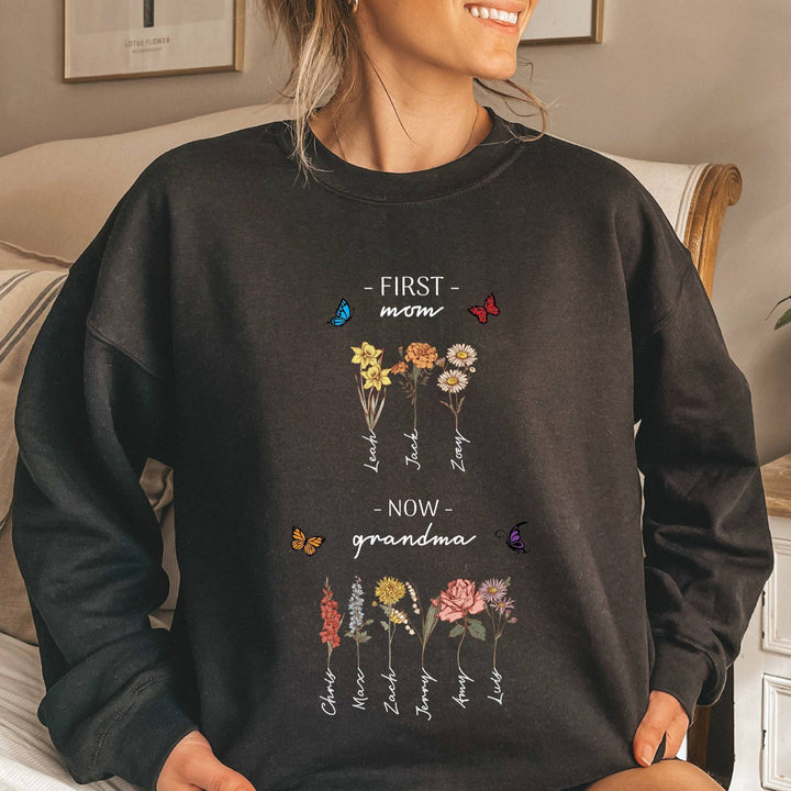 Kvinnotröja med blommig tryck och inspirerande text Mirla-Eva Jonsson