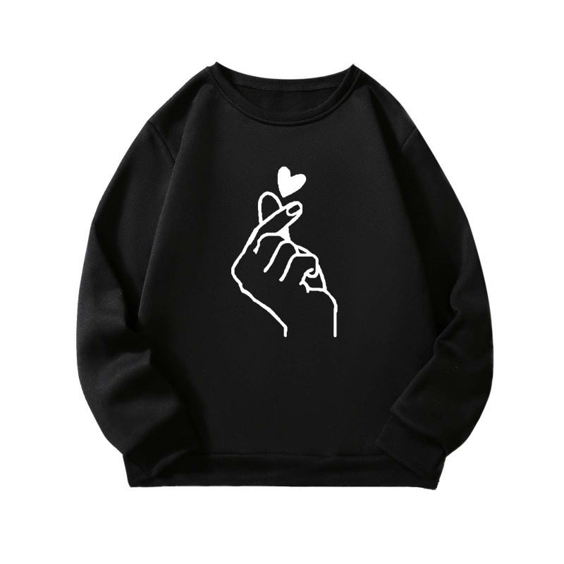 Kvinnotröja med kreativ handsymbolmotiv och mjukt innertyg Mirla-Eva Jonsson