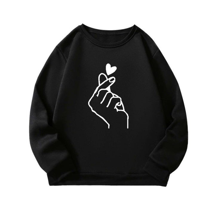 Kvinnotröja med kreativ handsymbolmotiv och mjukt innertyg Mirla-Eva Jonsson