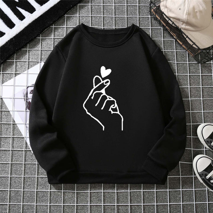 Kvinnotröja med kreativ handsymbolmotiv och mjukt innertyg Mirla-Eva Jonsson