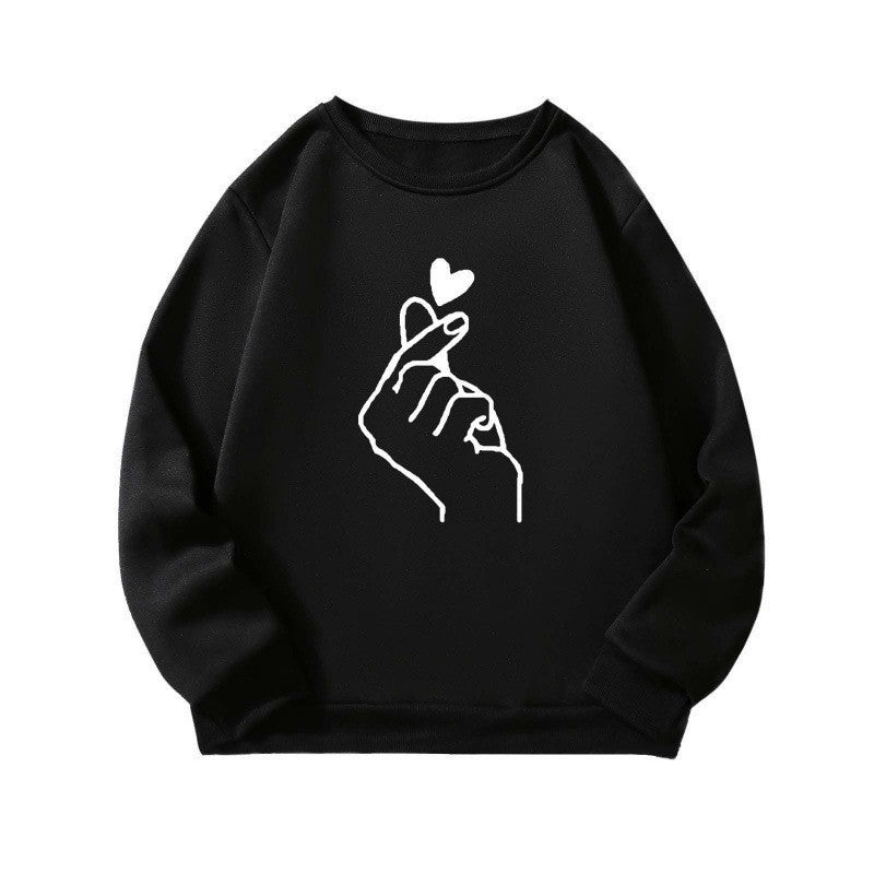 Kvinnotröja med kreativ handsymbolmotiv och mjukt innertyg Mirla-Eva Jonsson