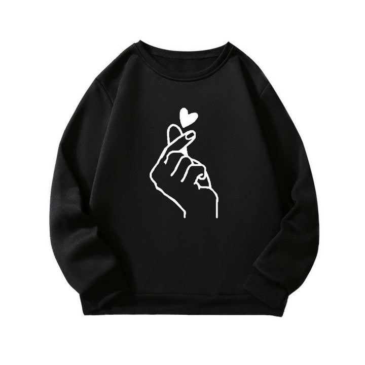 Kvinnotröja med kreativ handsymbolmotiv och mjukt innertyg Mirla-Eva Jonsson