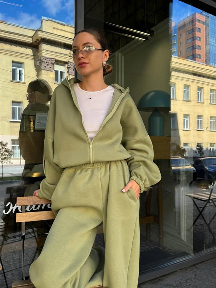 Kvinor Casual Träningsdräkt med Dragkedja Jacka och Bekväma Byxor Mirla-Eva Jonsson