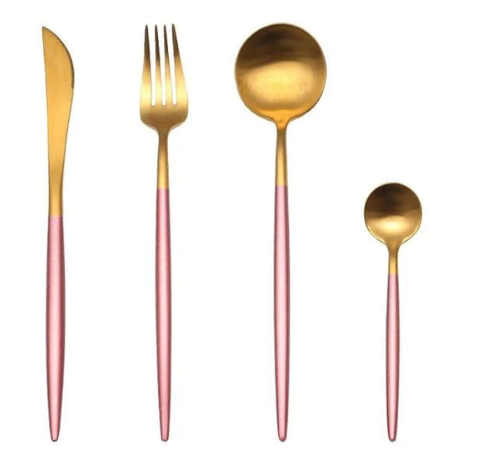 LUXUÖRSETT I ROSTFRITT STÅL 24-DELS GULD-SILVER BESTICKSET-Eva Jonsson