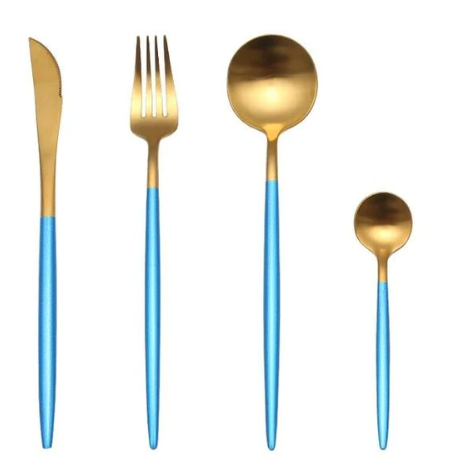 LUXUÖRSETT I ROSTFRITT STÅL 24-DELS GULD-SILVER BESTICKSET-Eva Jonsson