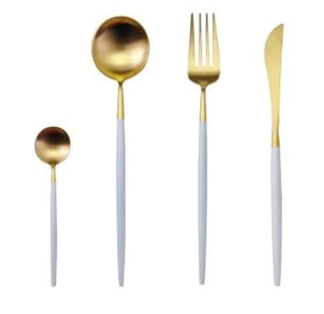 LUXUÖRSETT I ROSTFRITT STÅL 24-DELS GULD-SILVER BESTICKSET-Eva Jonsson