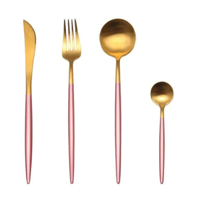 LUXUÖRSETT I ROSTFRITT STÅL 24-DELS GULD-SILVER BESTICKSET-Eva Jonsson