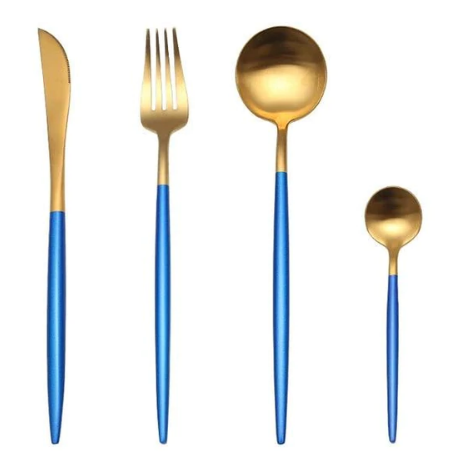 LUXUÖRSETT I ROSTFRITT STÅL 24-DELS GULD-SILVER BESTICKSET-Eva Jonsson