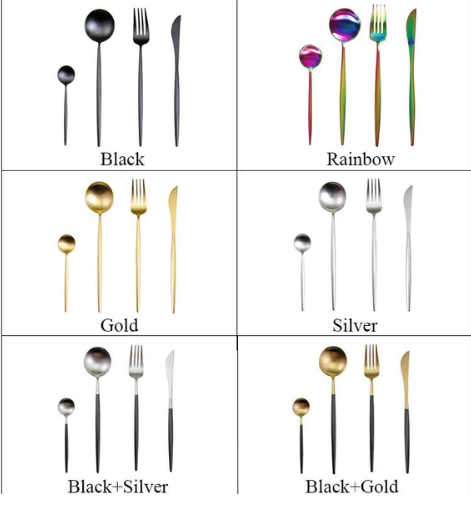 LUXUÖRSETT I ROSTFRITT STÅL 24-DELS GULD-SILVER BESTICKSET-Eva Jonsson