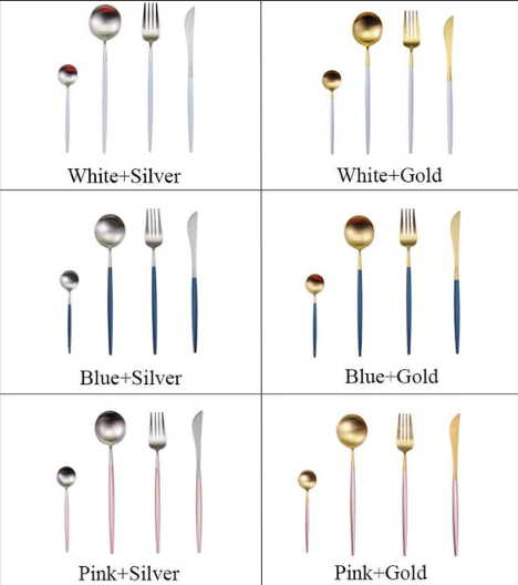 LUXUÖRSETT I ROSTFRITT STÅL 24-DELS GULD-SILVER BESTICKSET-Eva Jonsson