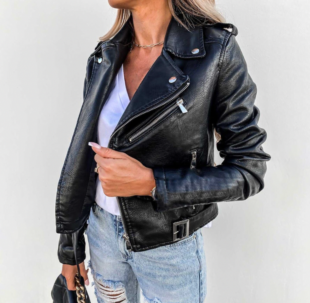 Läderjacka | Bälte | Zip-Up | Bikerjacka | Läderjacka för Kvinnor-Eva Jonsson