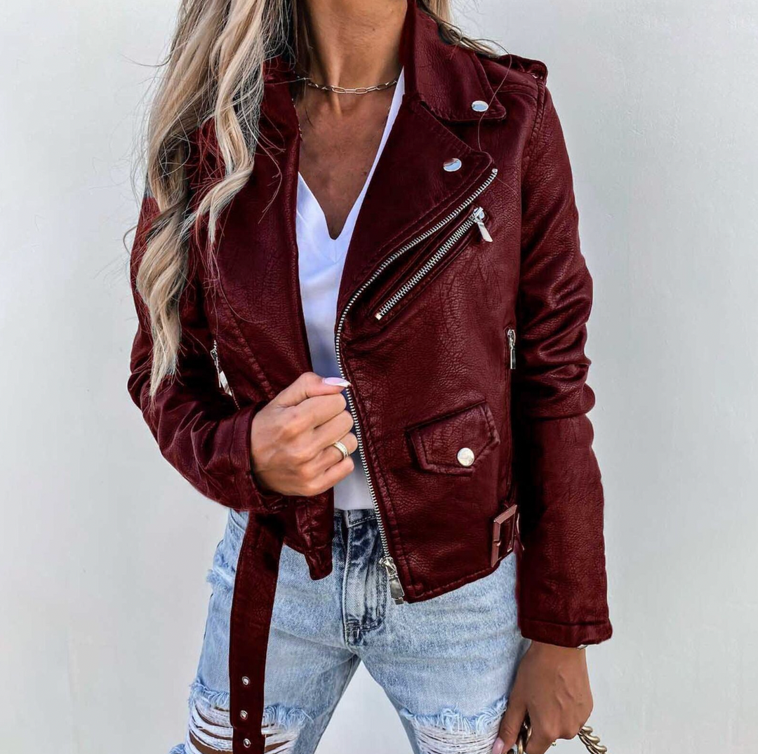 Läderjacka | Bälte | Zip-Up | Bikerjacka | Läderjacka för Kvinnor-Eva Jonsson