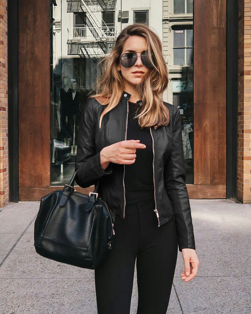 Läderjacka - Slim Fit - Zip-Up - Bikerjacka - Damjacka-Eva Jonsson