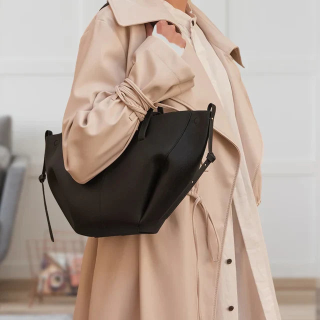 Läderväska | Vintage | Faux Leather | Axelremsväska | Stor tygväska-Eva Jonsson