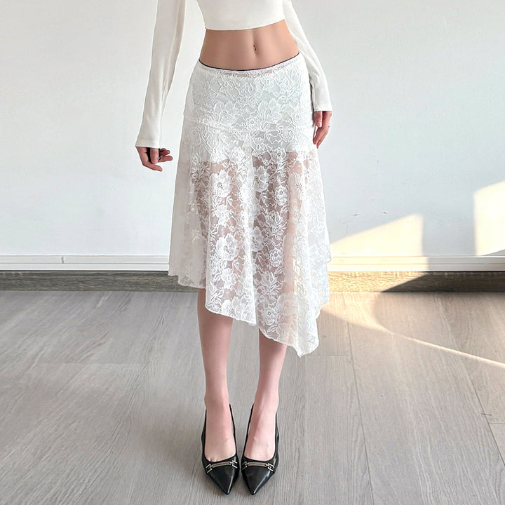 Ladies elegant lace skirt with asymmetric cut Mirla-Eva Jonsson