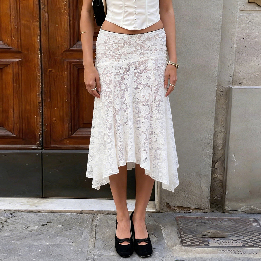 Ladies elegant lace skirt with asymmetric cut Mirla-Eva Jonsson
