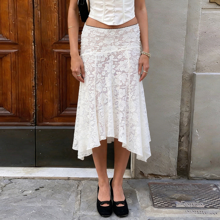 Ladies elegant lace skirt with asymmetric cut Mirla-Eva Jonsson
