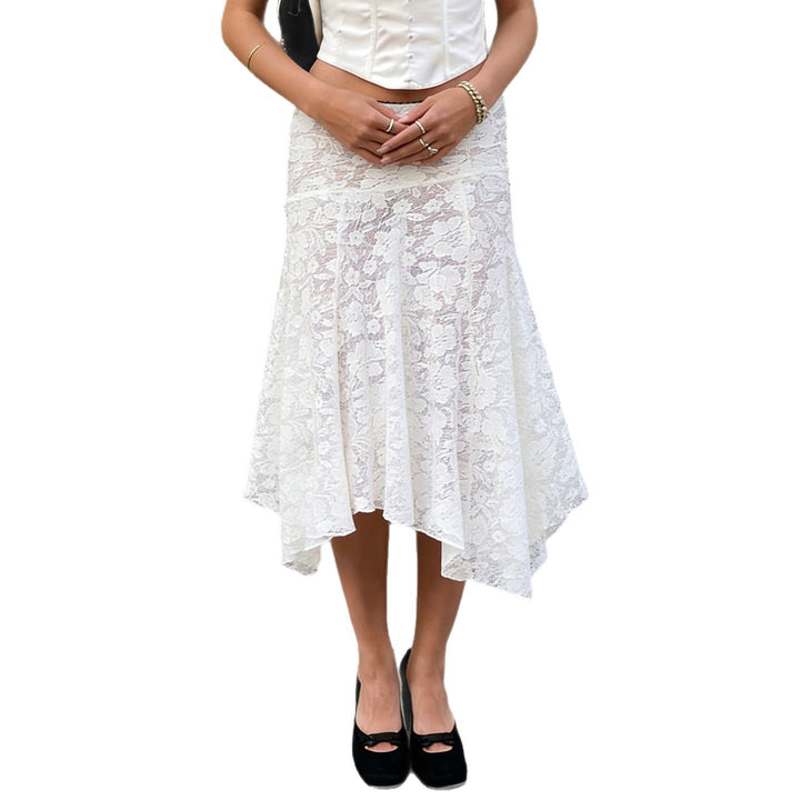 Ladies elegant lace skirt with asymmetric cut Mirla-Eva Jonsson