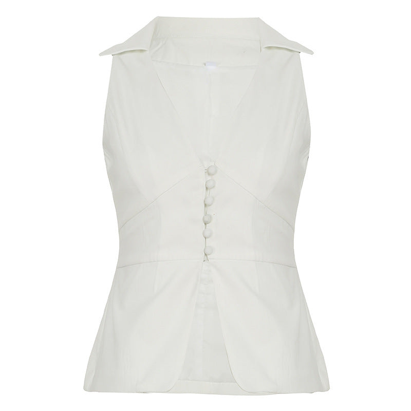 Ladies' elegantly tailored wrap blouse with button placket and collar Mirla-Eva Jonsson