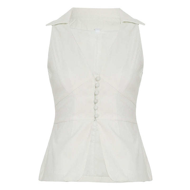 Ladies' elegantly tailored wrap blouse with button placket and collar Mirla-Eva Jonsson