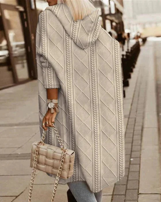 Lång Cardigan | Oversized | Öppen | Hooded Cardigan | Damkläder-Eva Jonsson