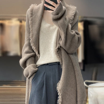 Lång Cardigan | Varm | Öppen Framtill | Stickad Cardigan | Damkläder-Eva Jonsson