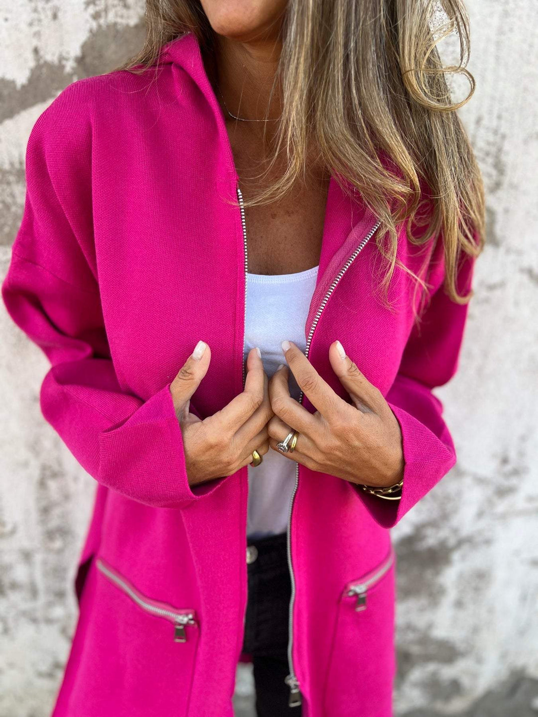 Lång Hoodie | Hooded | Loose Fit | Zip Hoodie | Zip Cardigan-Eva Jonsson