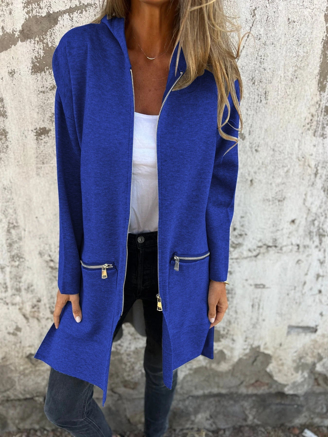 Lång Hoodie | Hooded | Loose Fit | Zip Hoodie | Zip Cardigan-Eva Jonsson