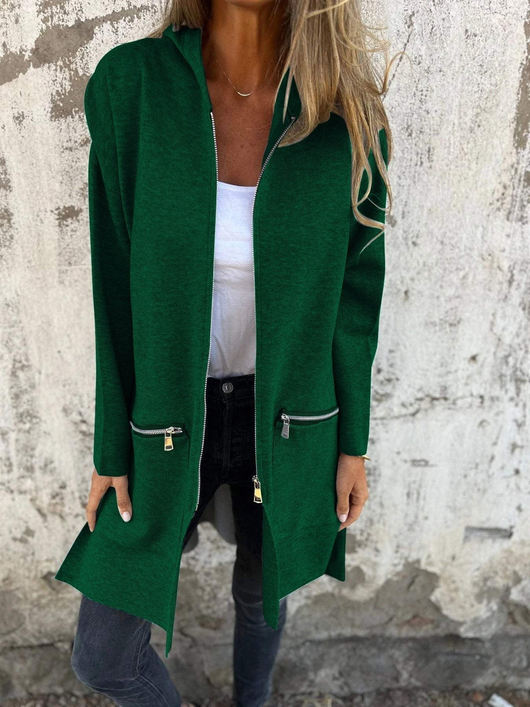 Lång Hoodie | Hooded | Loose Fit | Zip Hoodie | Zip Cardigan-Eva Jonsson
