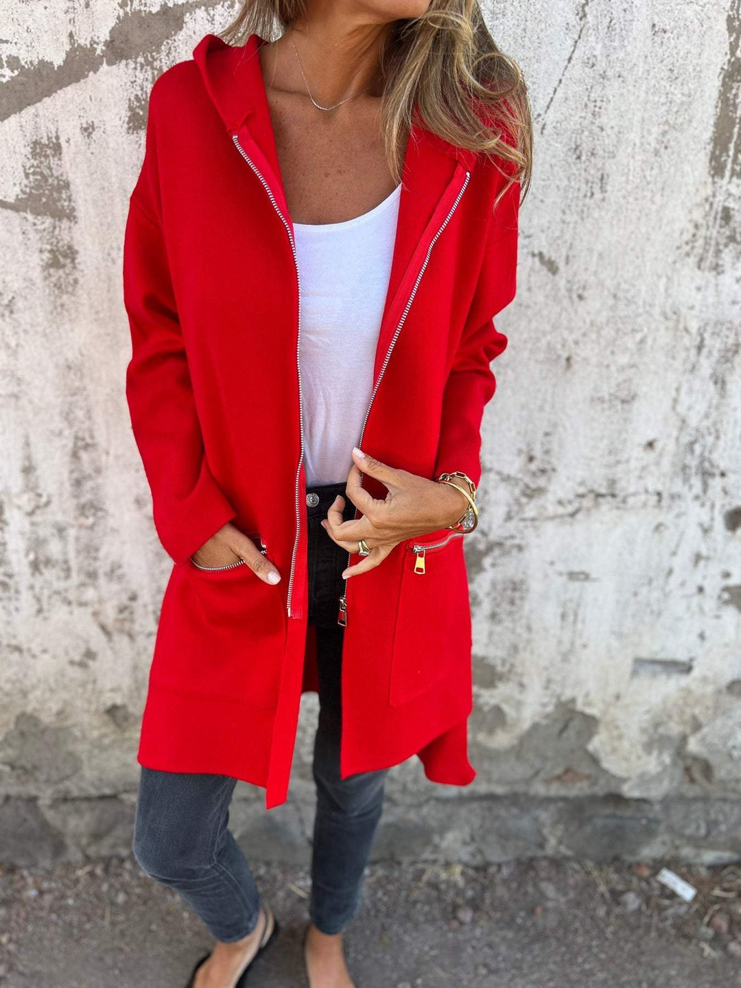 Lång Hoodie | Hooded | Loose Fit | Zip Hoodie | Zip Cardigan-Eva Jonsson