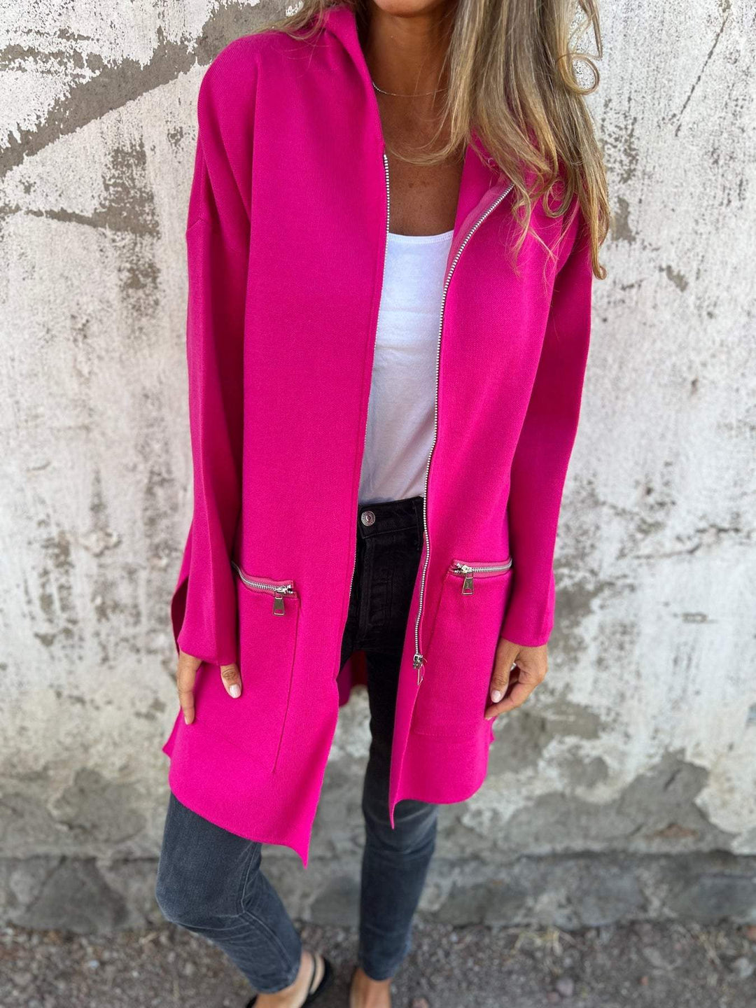Lång Hoodie | Hooded | Loose Fit | Zip Hoodie | Zip Cardigan-Eva Jonsson