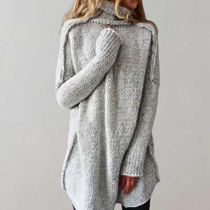 Lång Tröja - Loose Fit - Stickad - Turtleneck-tröja - Damstickat-Eva Jonsson