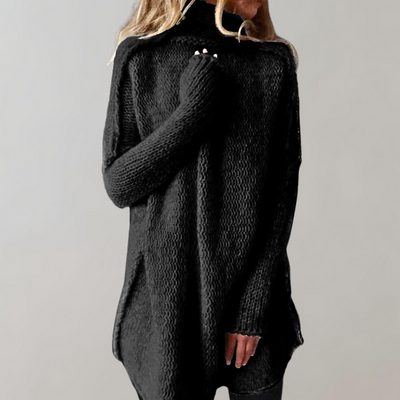 Lång Tröja - Loose Fit - Stickad - Turtleneck-tröja - Damstickat-Eva Jonsson