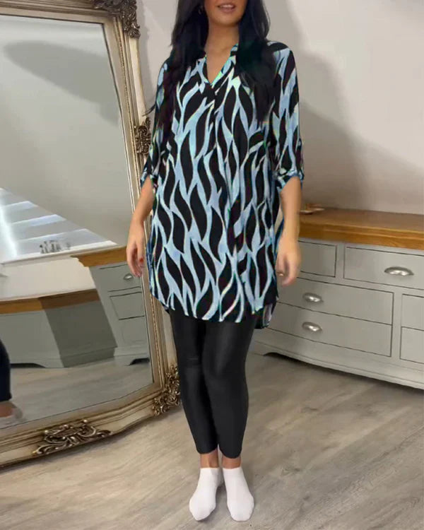 Lång blus - Halvärmad - Löst sittande - Tunica - Damskjortor-Eva Jonsson