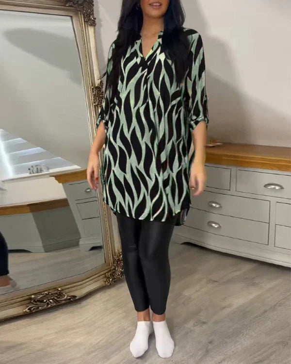 Lång blus - Halvärmad - Löst sittande - Tunica - Damskjortor-Eva Jonsson