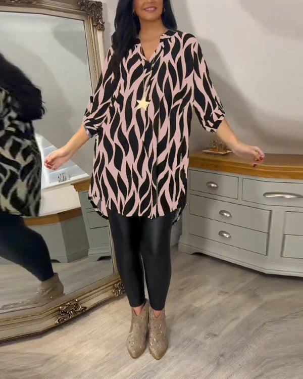 Lång blus - Halvärmad - Löst sittande - Tunica - Damskjortor-Eva Jonsson