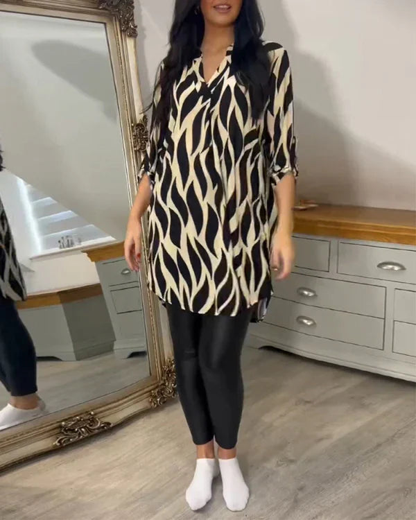 Lång blus - Halvärmad - Löst sittande - Tunica - Damskjortor-Eva Jonsson