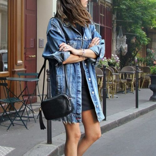 Lång jeansjacka | Rippad | Oversized | Jeansjacka | Jeansjacka för kvinnor-Eva Jonsson