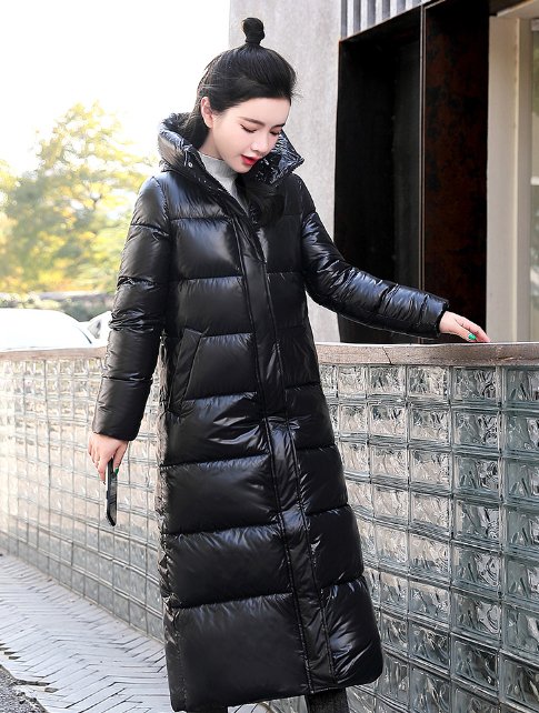 Lång pufferjacka - Varm - Huva - Dunjacka - Lång vinterjacka Dam-Eva Jonsson