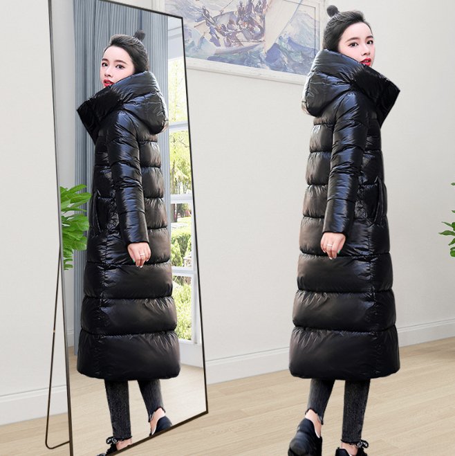 Lång pufferjacka - Varm - Huva - Dunjacka - Lång vinterjacka Dam-Eva Jonsson