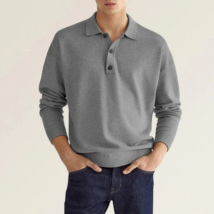 Långärmad Polo | Button-Up | Turn Down krage | Polotröja Herrskjorta-Eva Jonsson