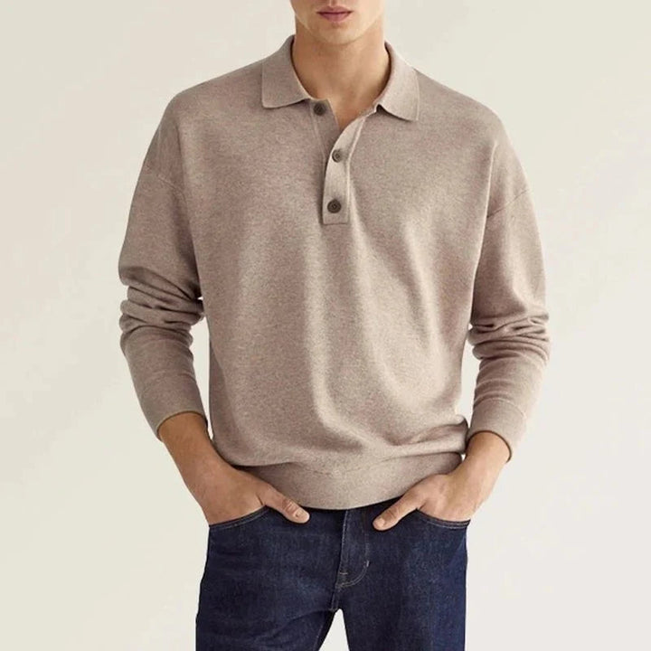 Långärmad Polo | Button-Up | Turn Down krage | Polotröja Herrskjorta-Eva Jonsson