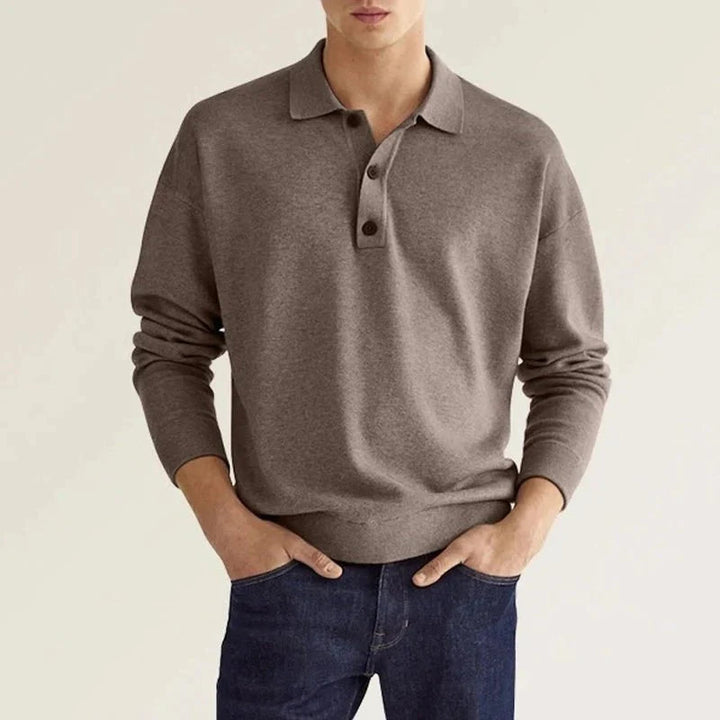Långärmad Polo | Button-Up | Turn Down krage | Polotröja Herrskjorta-Eva Jonsson