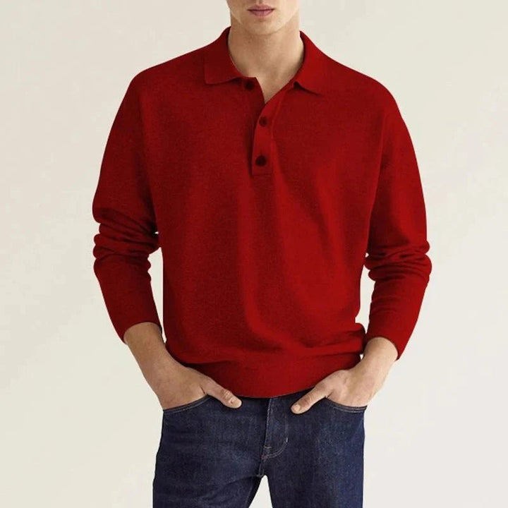 Långärmad Polo | Button-Up | Turn Down krage | Polotröja Herrskjorta-Eva Jonsson