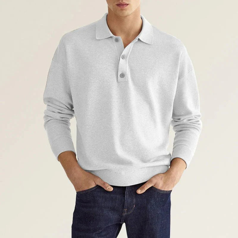 Långärmad Polo | Button-Up | Turn Down krage | Polotröja Herrskjorta-Eva Jonsson