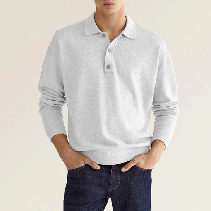 Långärmad Polo | Button-Up | Turn Down krage | Polotröja Herrskjorta-Eva Jonsson