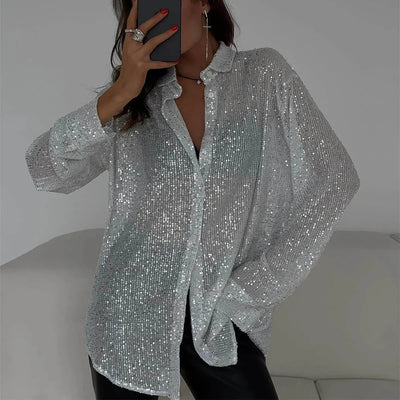 Långärmad Sequin Glitter Top-Eva Jonsson