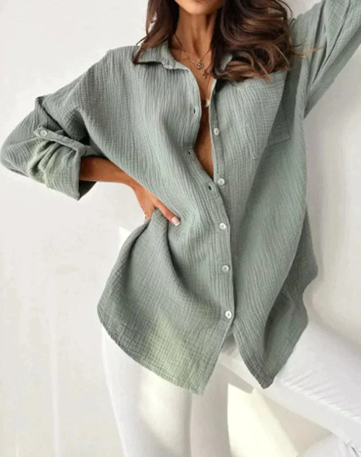 Långärmad blus - Lätt - Oversized - Knäppbar skjorta - Damkläder-Eva Jonsson