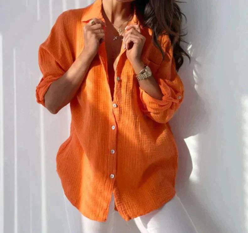 Långärmad blus - Lätt - Oversized - Knäppbar skjorta - Damkläder-Eva Jonsson
