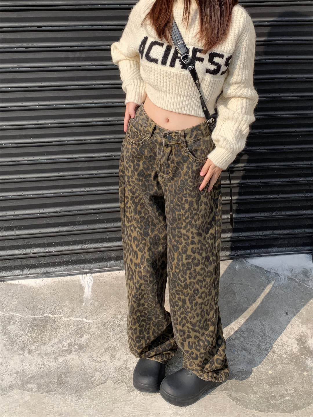 Leopard Jeans | Baggy | Hög midja | Jeans med lös passform | Jeans för Kvinnor-Eva Jonsson